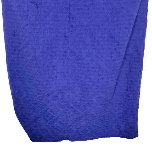 Trina Turk Women's Sheath Dress Embroidered Cotton Linen Cobalt Blue Size 12 - Picture 11 of 12